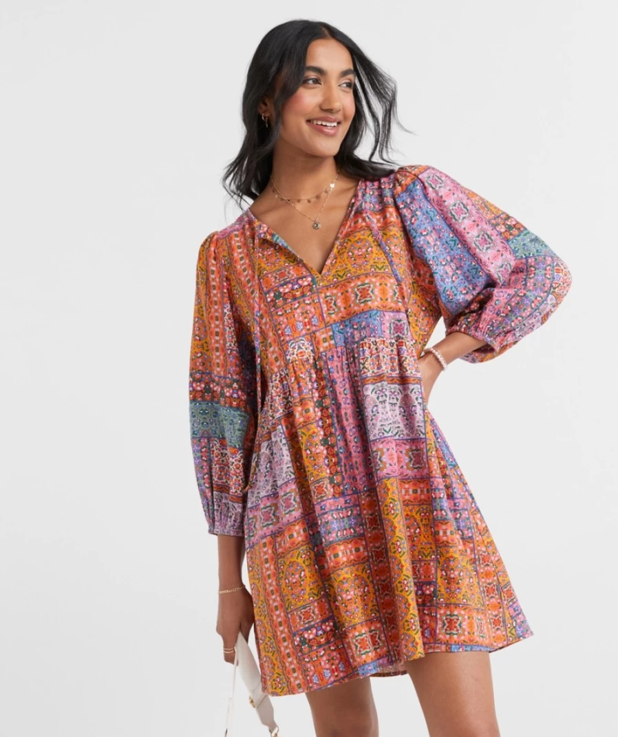 Sportsgirl Women's Bailey Printed Mini Dress - Linen Blend Summer Dress