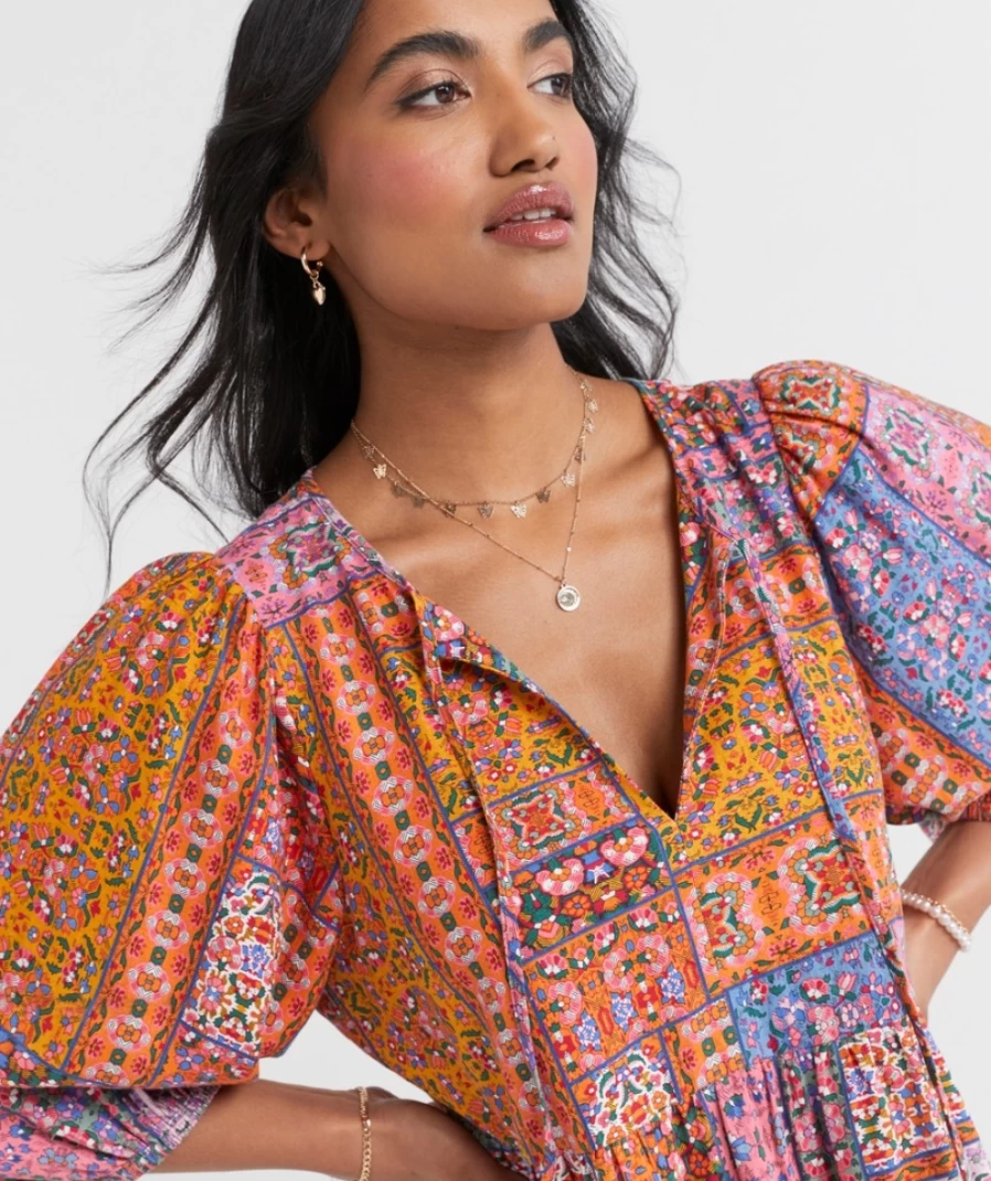 Sportsgirl Women's Bailey Printed Mini Dress - Linen Blend Summer Dress