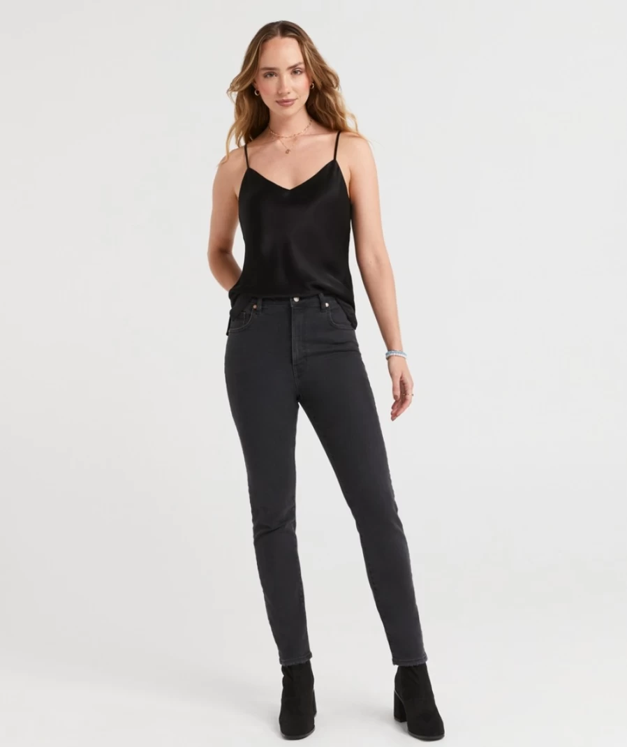 Sportsgirl Women's High Rise Stretch Skinny Jeans in Washed Black