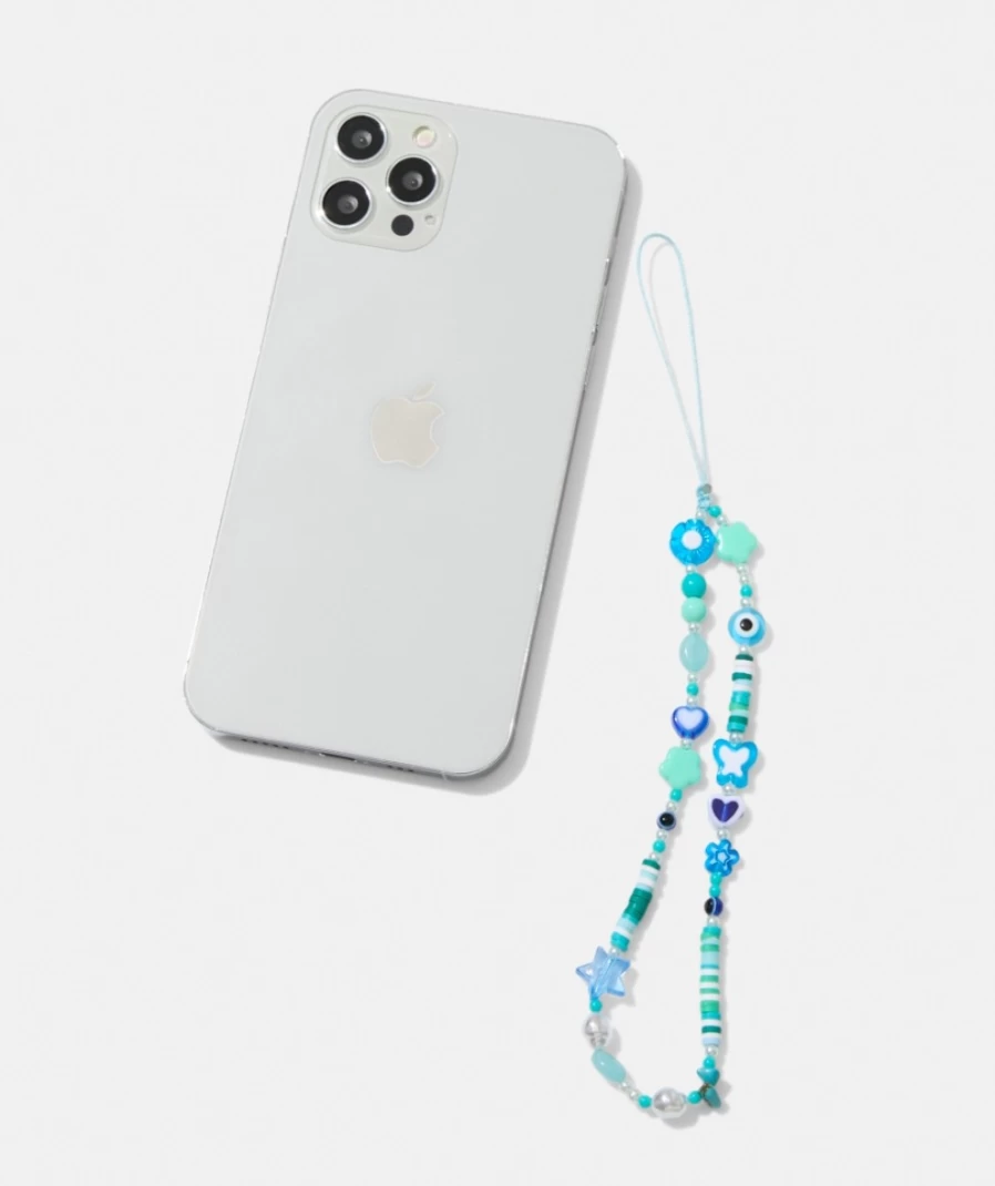 "Sportsgirl Women's Blue Beaded Phone Strap – Stylish & Secure Accessory"