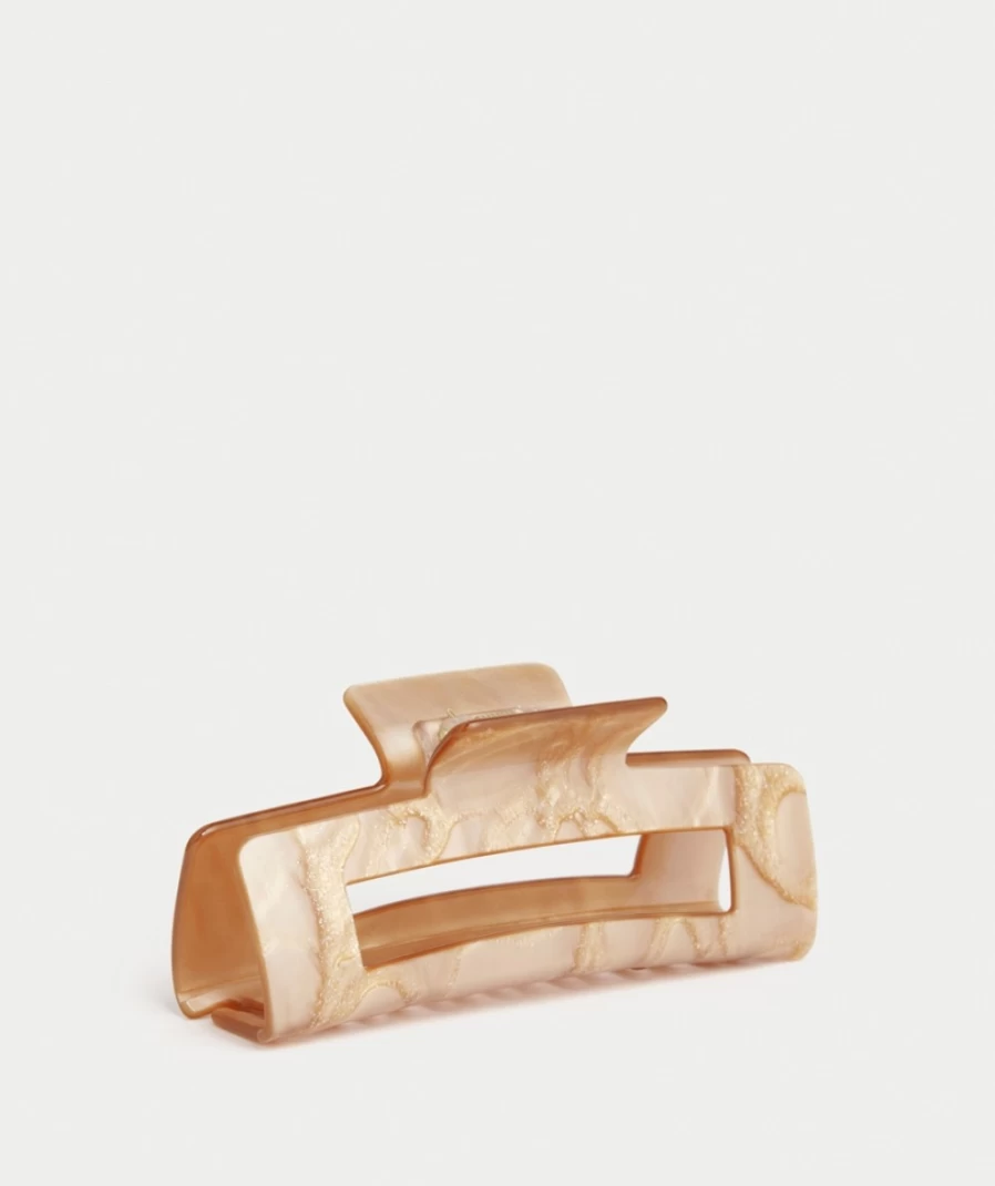 Sportsgirl Women's Brown Large Rectangle Marble Hair Claw Clip