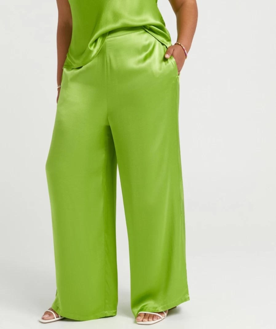Sportsgirl Women's Cheryl High-Waisted Satin Pants - Elegant & Comfortable Lounge Trousers
