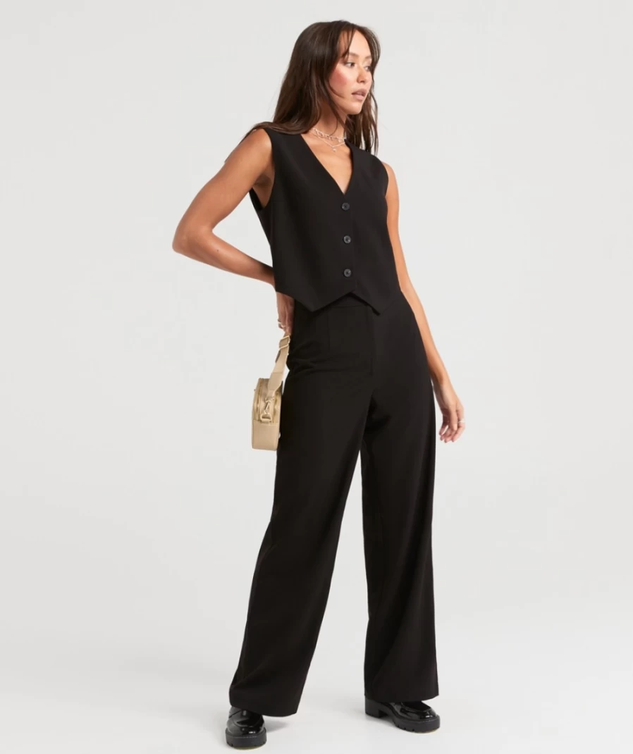 Sportsgirl Women's Black Everleigh Tailored Vest - Slim Fit Formal Waistcoat