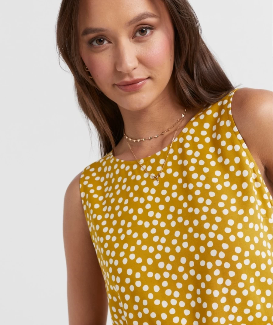 Sportsgirl Women's Spot Color Sleeveless Button Back Top