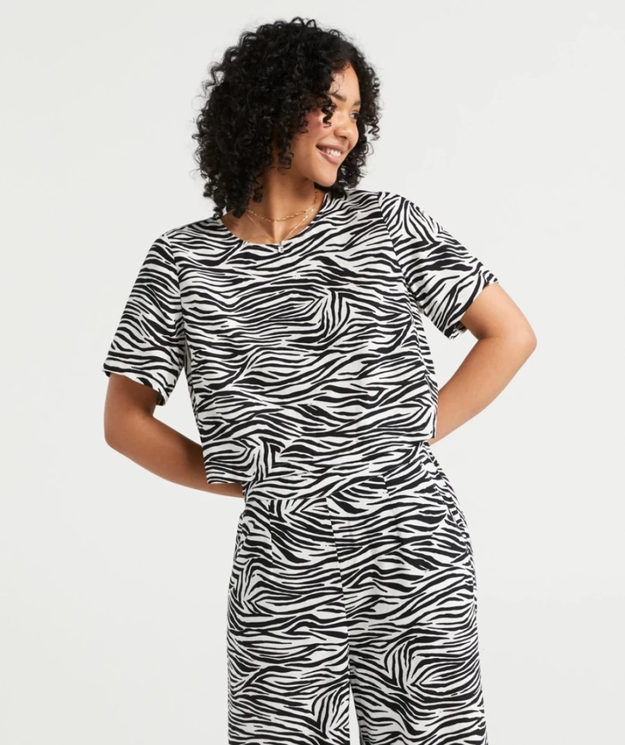 "Sportsgirl Women's European Linen Blend Printed T-Shirt"