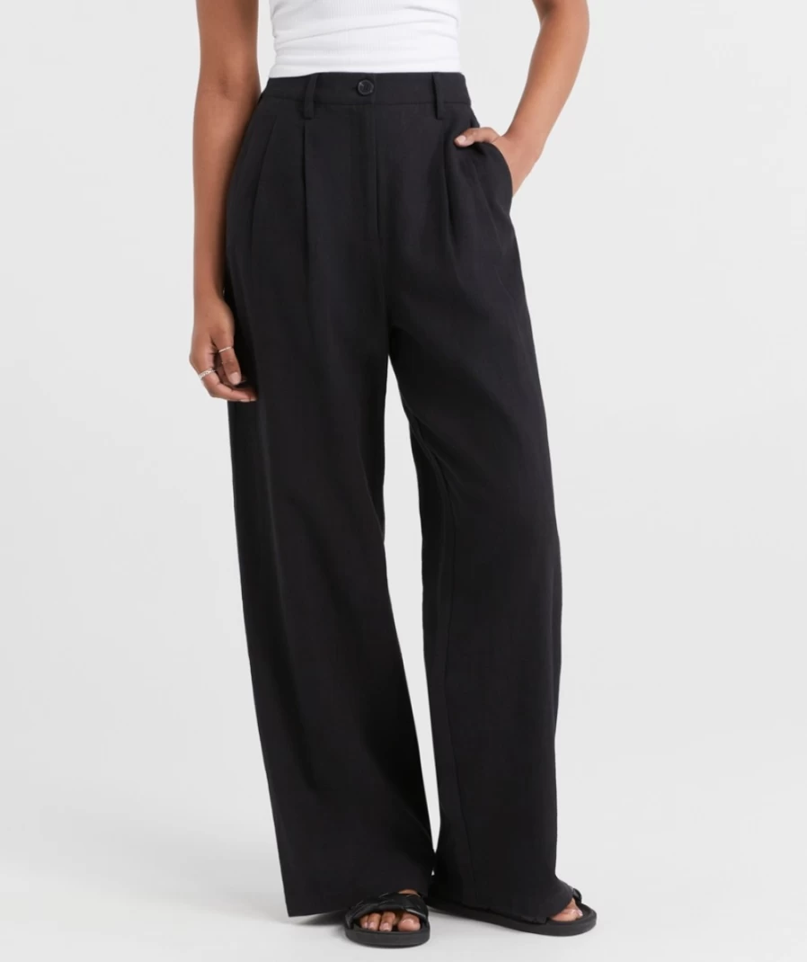 Sportsgirl Women's Maya Textured High-Waist Pant - Boho Chic Stretch Comfort Trousers