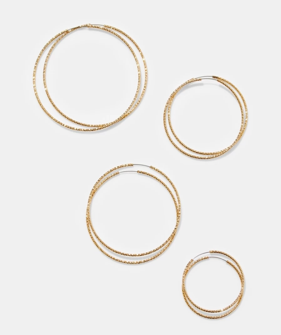 Sportsgirl Women's Gold Fine Line Earrings - Pack of Delicate Hoop Earrings