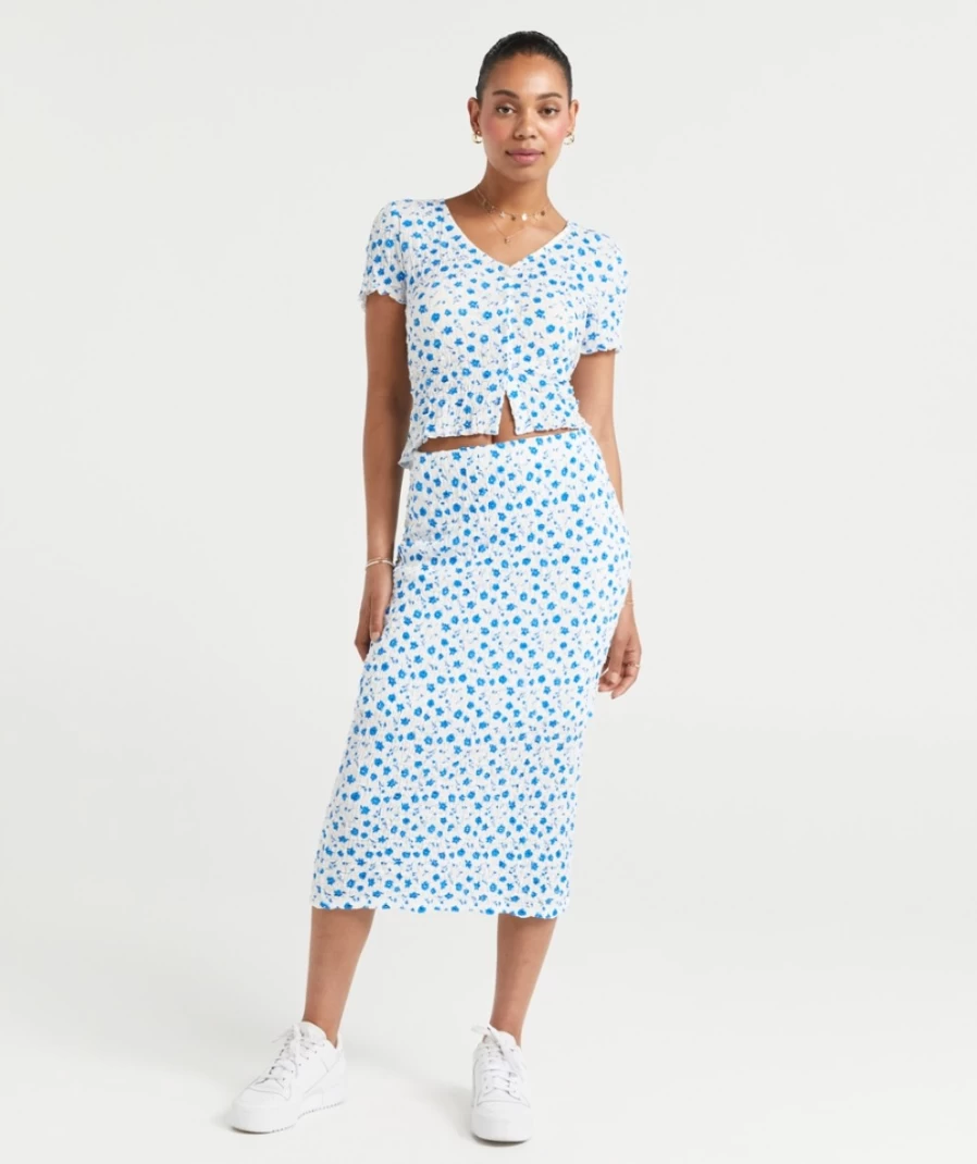 Sportsgirl Women's Bianca Textured Midi Skirt - Flowy A-Line Knee-Length Style