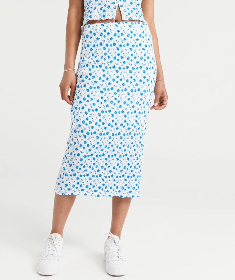 Sportsgirl Women's Bianca Textured Midi Skirt - Flowy A-Line Knee-Length Style