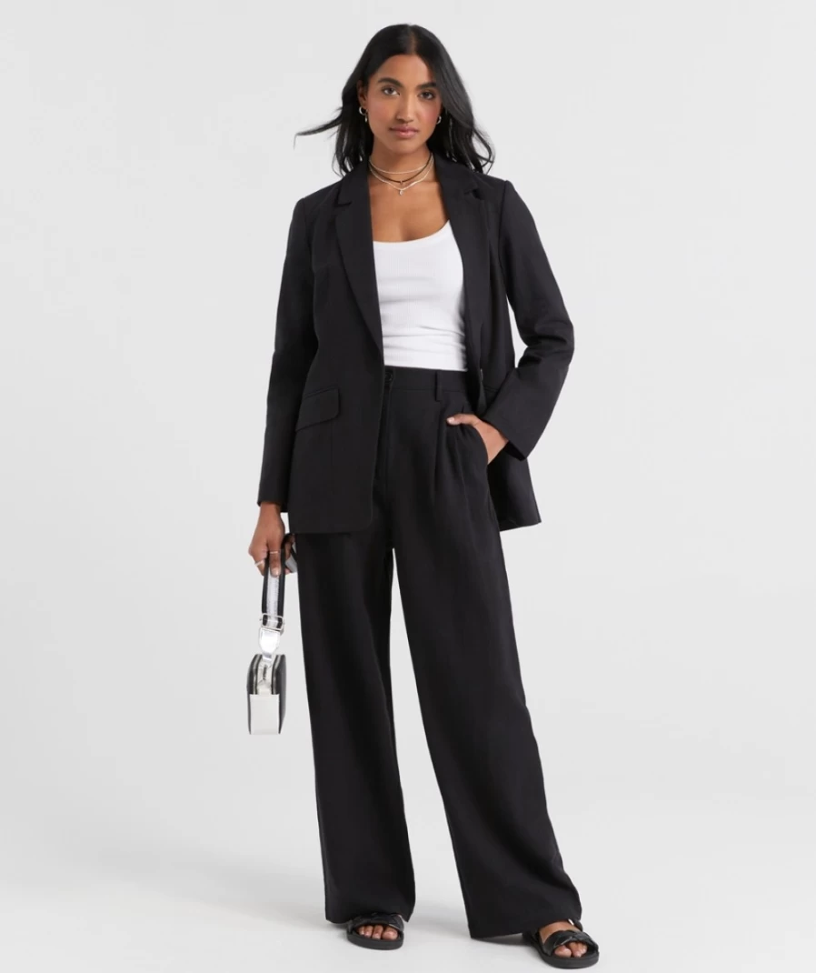 Sportsgirl Women's Maya Textured High-Waisted Pant - Comfortable & Stylish Trousers for Everyday Wear
